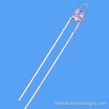 3mm Round LED Lamp, Super Amber Color/605nm, with Water Clear Lens, 410mcd, 30° Viewing Angle